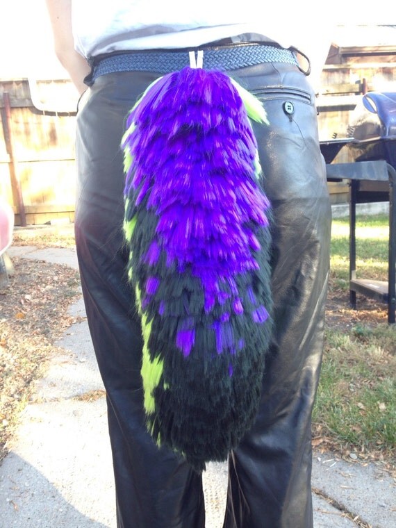 Items similar to Black/Green/Purple Yarn Fursuit Tail on Etsy