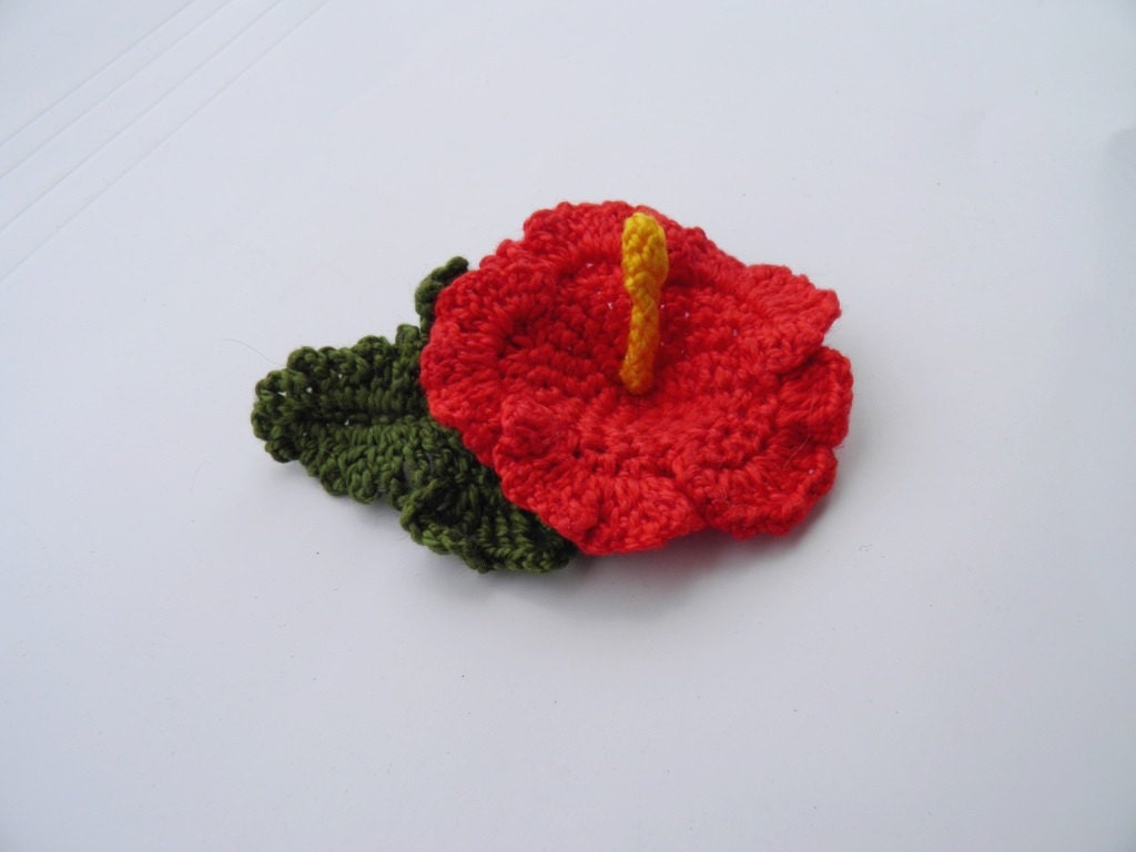 Hibiscus crochet Red flower crochet Flower embellishment