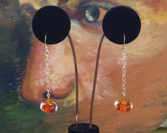 Dangle and Drop Sterling Silver Earrings with Boro Lampwork Crystal Beads and Swarovskis Crystals