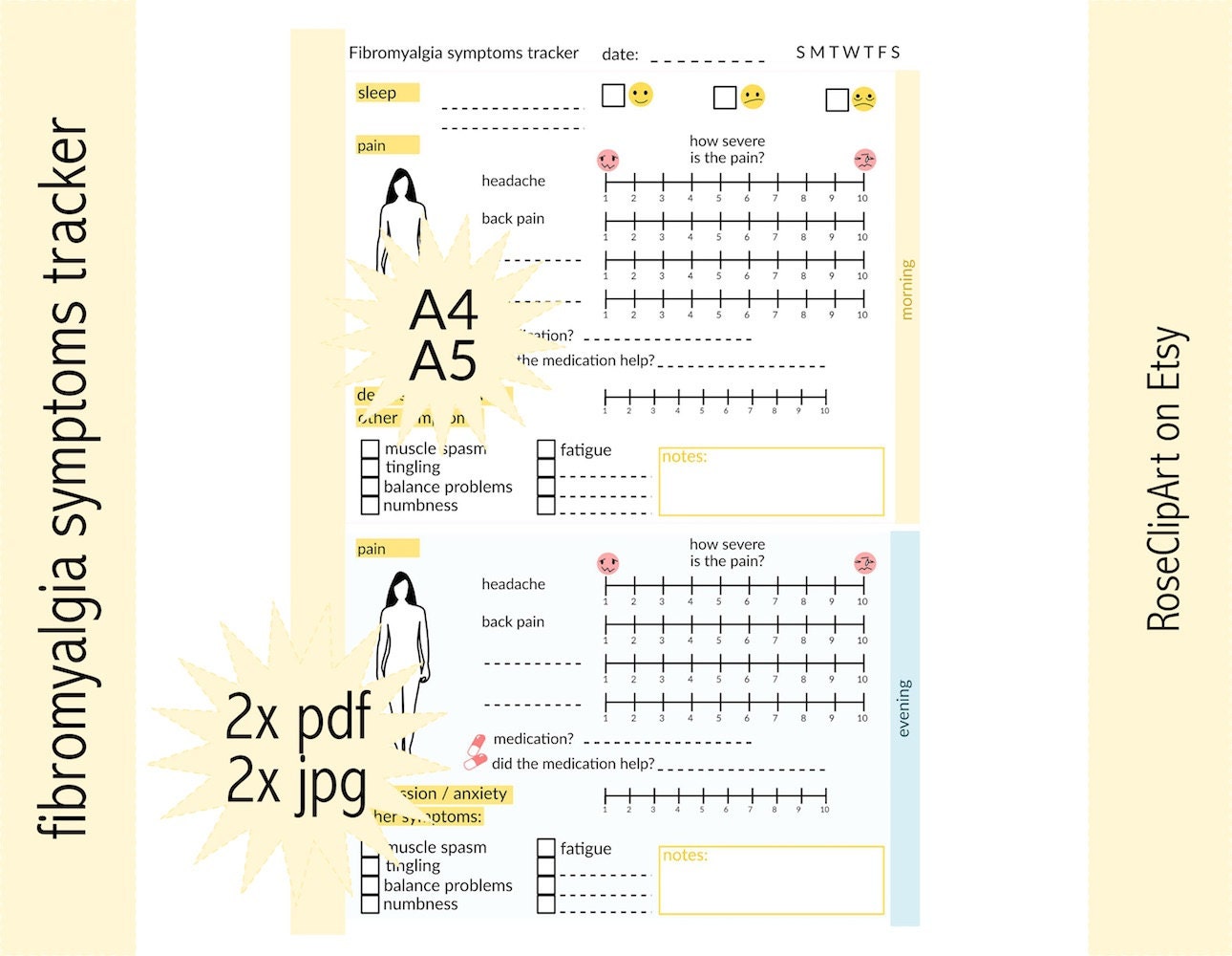 ausdruckbares Schmerztagebuch Instant Download