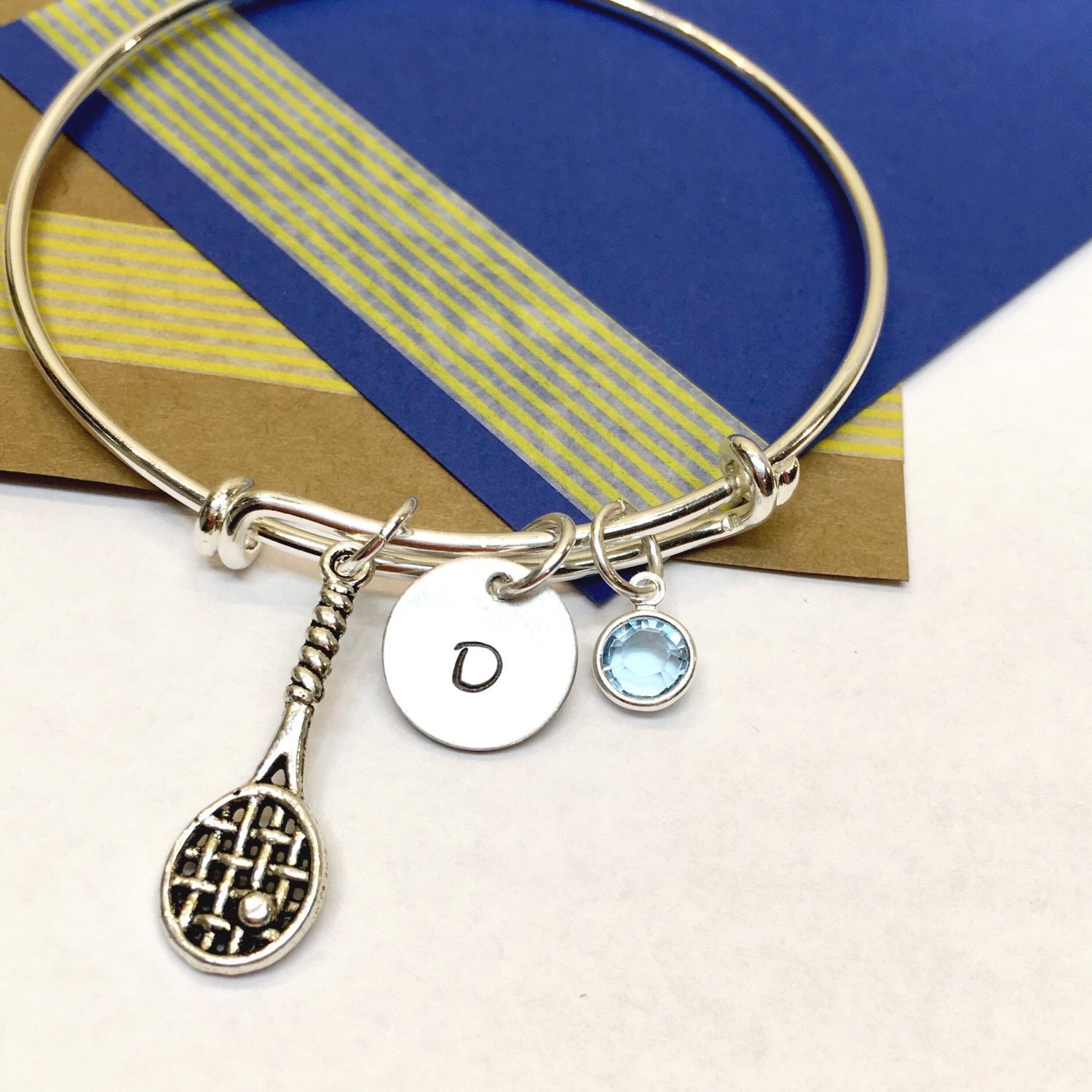 Tennis Charm Bracelet Tennis Racket Jewelry Tennis Bangle