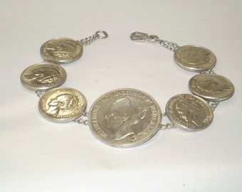 1930's Silver Bracelet Made of Netherlands Coins