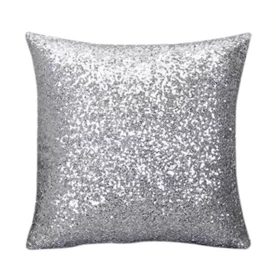 Silver sequin pillow case by CrazyPillowLadies on Etsy