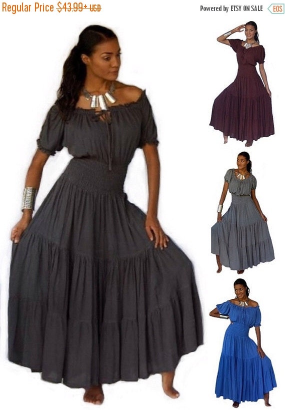 FEB SPECIAL 20% OFF U308 Sexy Peasant Maxi by LotusTradersClothing