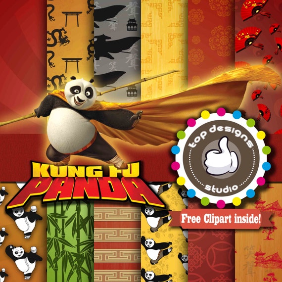 SALE Kung Fu Panda Digital Paper : Kung Fu by Topdesignsstudio