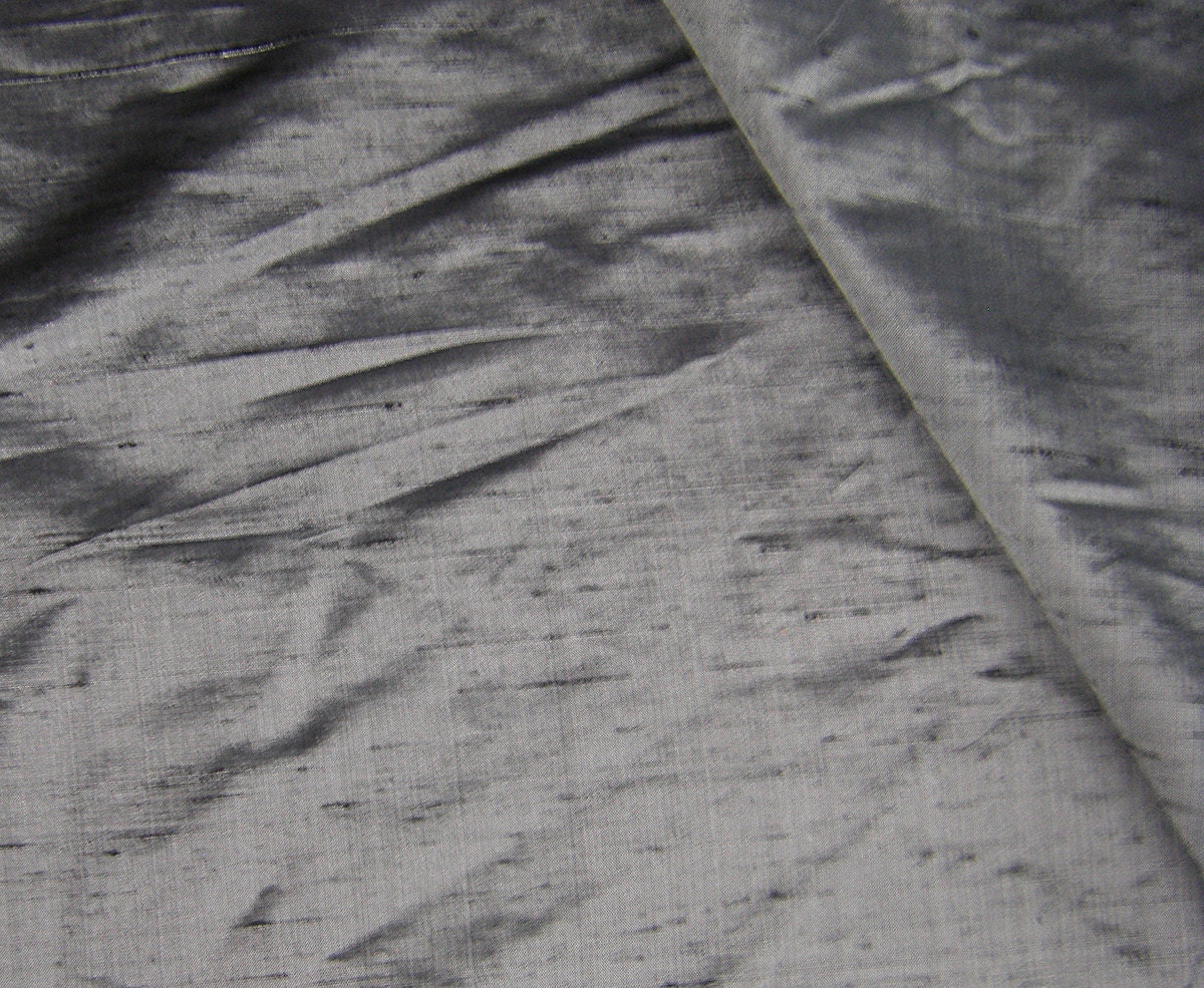 Silk fabric Raw Silk fabric Silk Dupion Dark Grey Silk
