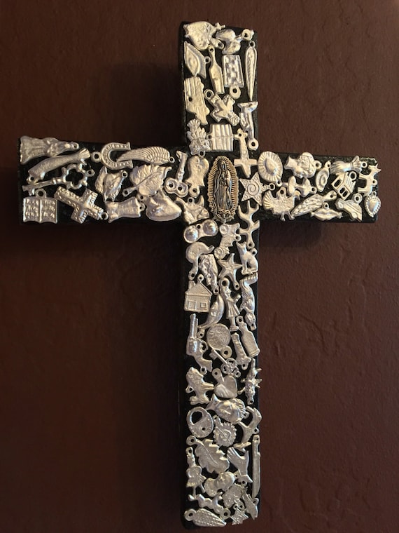 Rustic Mexican Cross wall decor Black by LosMuertosButterfly