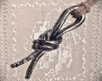 Blacksmith made untieable knot necklace or keychain, 6th anniversary gift, tying the knot, hand forged iron pendant, jewelry, key fob