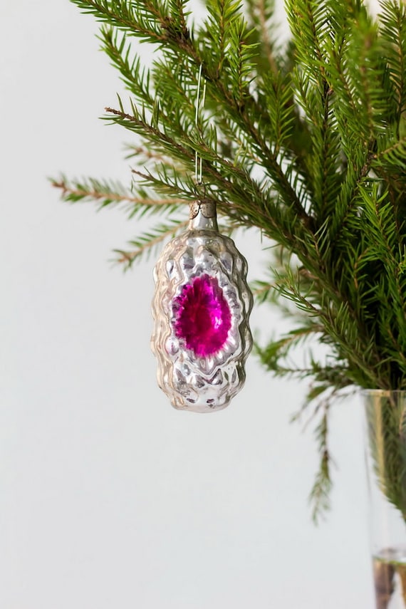 silver and pink christmas glass ornament mercury glass silver and pink christmas glass ornament mercury glass