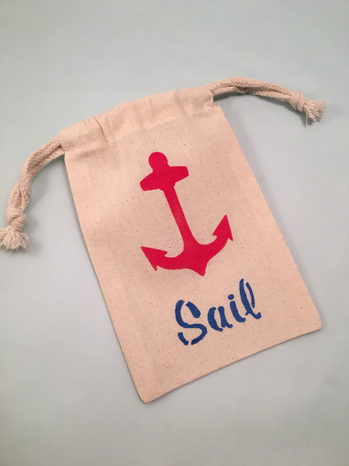 Nautical Party Favor Bag with Red Anchor and Blue Sail Slogan