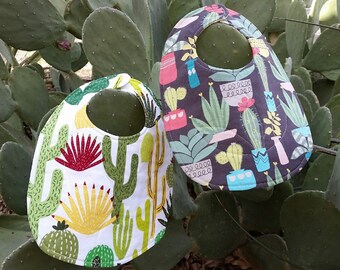 Bibs Made in Texas Southwestern Cactus Bibs Southwestern Desert Bibs Handmade Nature Print Absorbant Baby Bibs Botanical Bibs Desert Baby