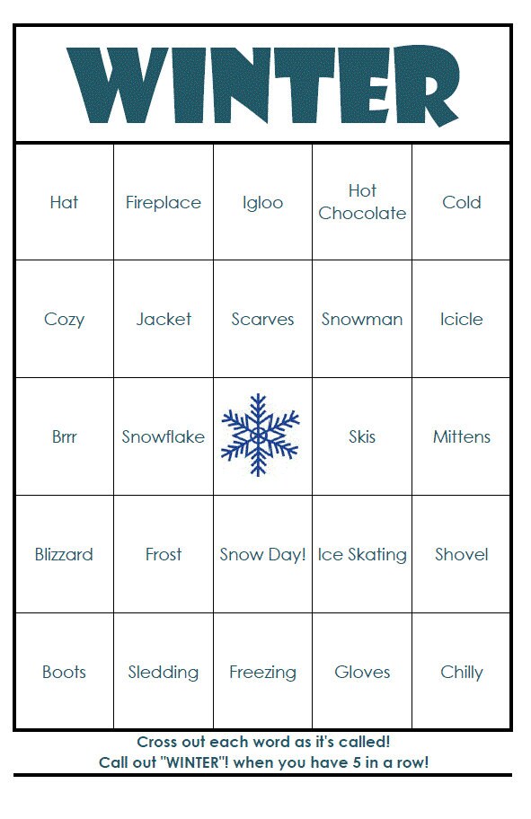 Winter Bingo Cards Free Printable