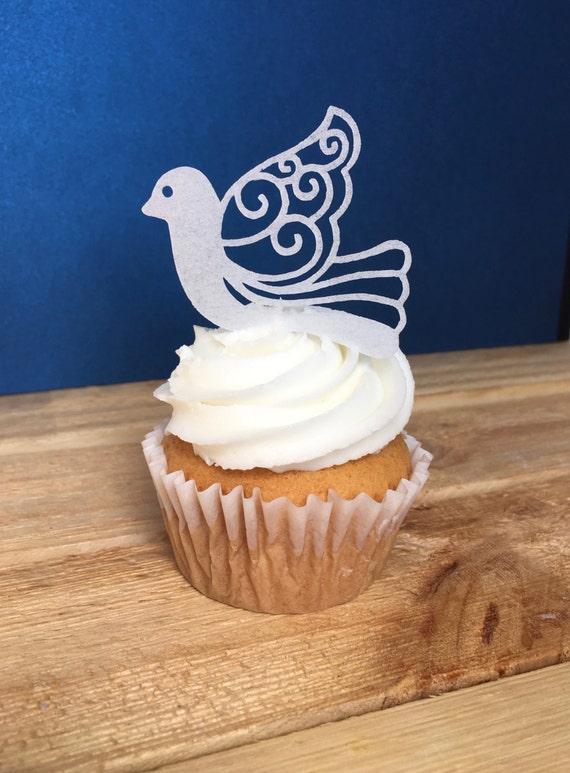 Dove, Edible Paper Cupcake Toppers, Bird, Holy Spirit ...