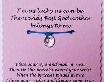 Godmother Gift, Godmother Wish Bracelet, Charm Bracelet, Godmother Jewelry, Godparent Gift, Godmother birthday, Godmother, Gift Godmother