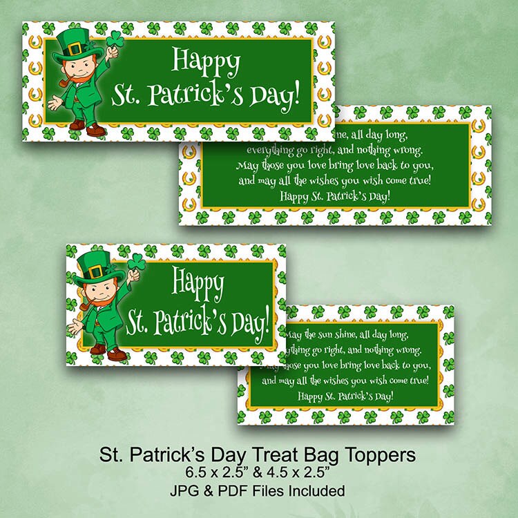 St. Patrick's Day Treat Bag Toppers St. Patrick's