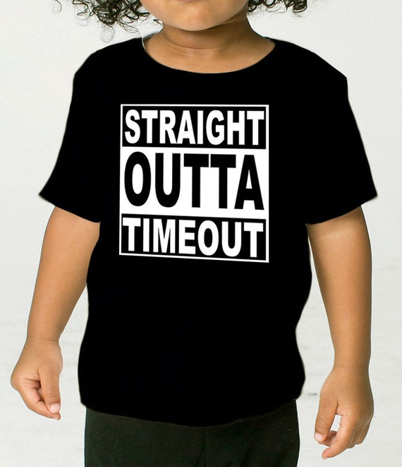 Kids Straight Outta Timeout Short Sleeve BlackT-Shirt Funny