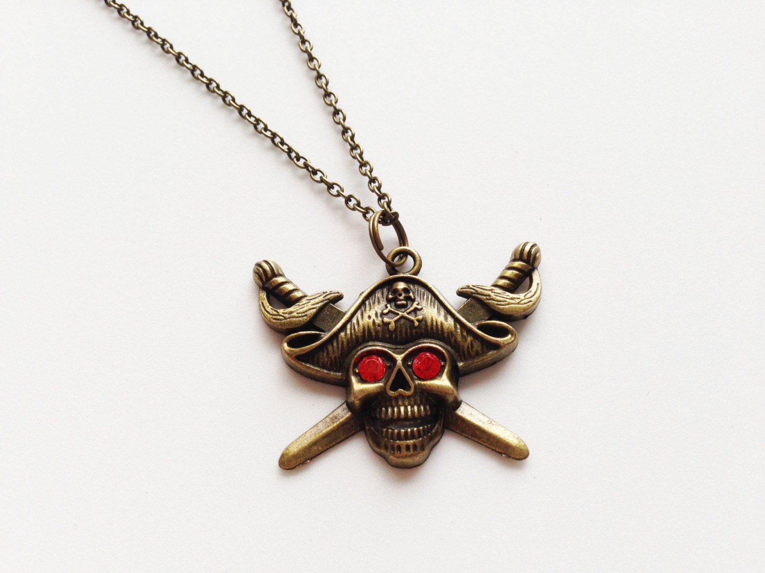 PIRATE Necklace Pirate Pendant Charm Chain by ZHUaccessories