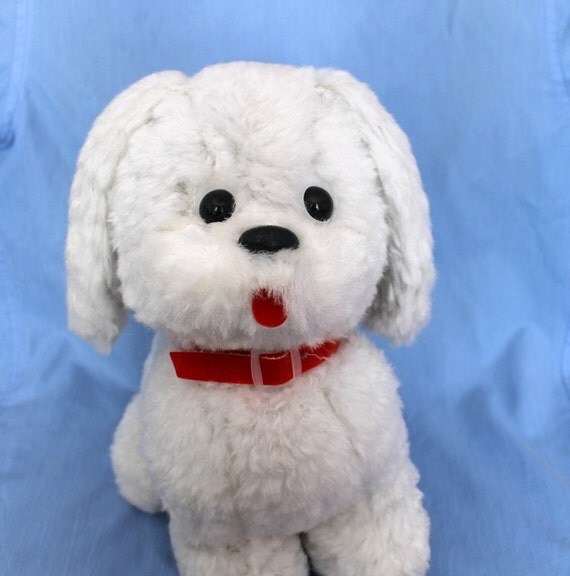 white stuffed dog toy