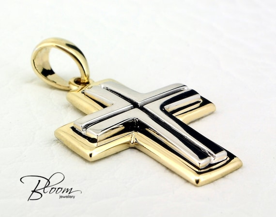 Gold Cross for Man 14K Solid Gold Cross Pendant by ...