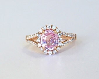 1.91ct Pink Sapphire and Diamond Ring in 18K Rose Gold