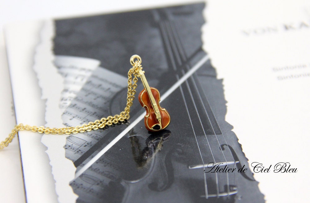 Violin Necklace Gold Violin Charm Necklace Violin Pendant