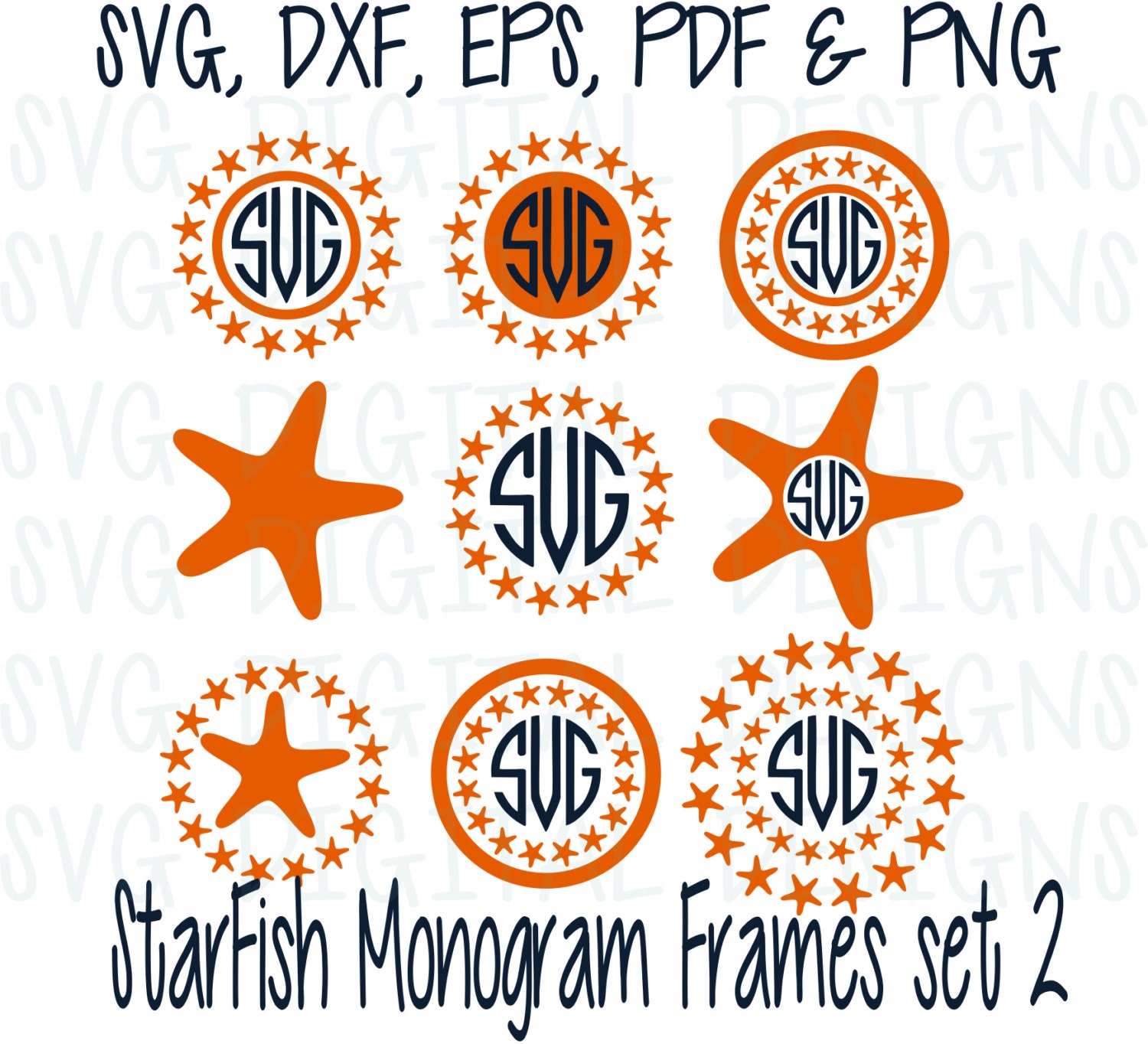 Download Monogram Starfish Svg Files Svg Digital Design Cut files for