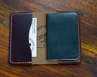 Business Card Holder - Burgundy Horween Chromexcel CXL - Moleskine Volant - Handcrafted 100%