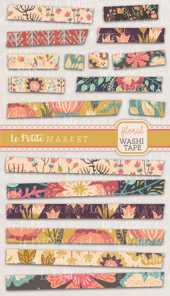 Digital Floral Washi Tape Digital Washi Tape for