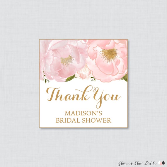 Pink Floral Bridal Shower Favor Tags Printable Blush Pink