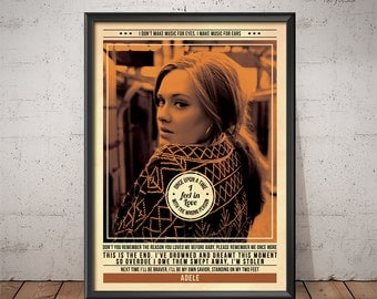 Adele Poster - Quote Retro Music Poster - Music Print, Wall Art