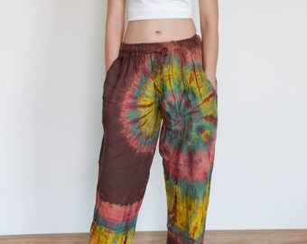 Women's Straight Cut Tie Dye Pants Tie Dye Trousers Tie Dye Harem Pants Yoga Pants Hippie Pants Festival Boho Bohemian Pants Hippy Fashion