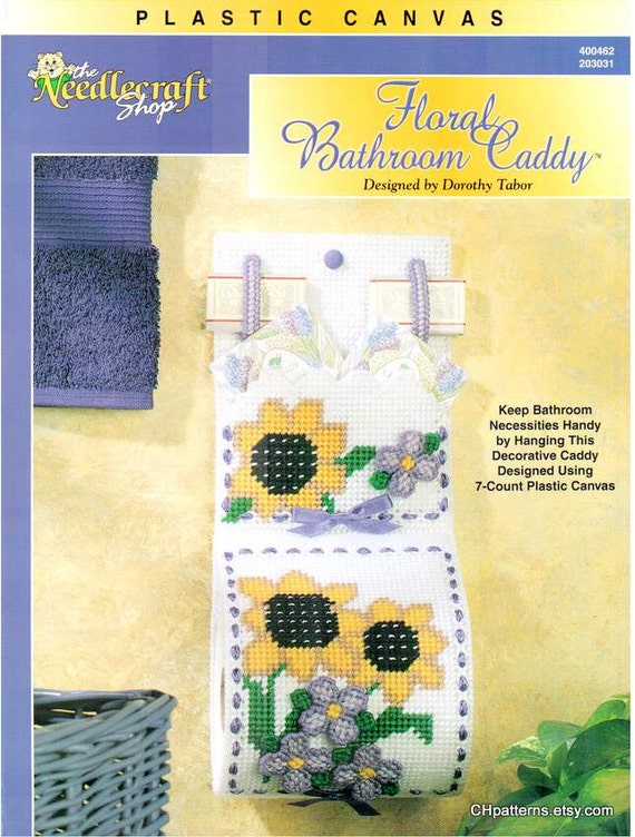 Plastic canvas FLORAL Bathroom CADDY Dorothy Tabor by CHpatterns