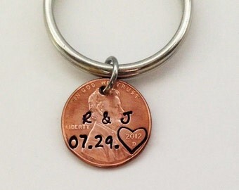 Anniversary Gift, Penny Keychain, Anniversary Gift for Men, Anniversary Gift for Husband, Gift for Boyfriend, Anniversary Gift for Wife