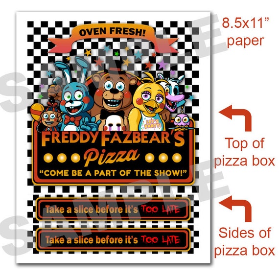 Printable Five Nights At Freddys Pizza Box By Pogoparties 