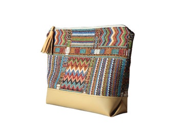 Makeup bag large, Make up storage, Large cosmetic bag, Mexican zipper pouch bag, Toiletry bag women, Leather makeup bag