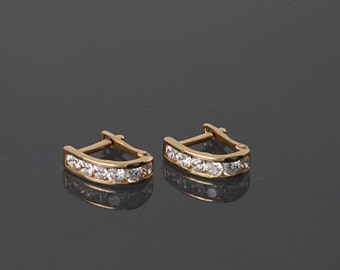 Gold earrings, 14k gold earrings, Solid gold earrings, Small gold earrings, Tiny gold earrings, Elegant earrings