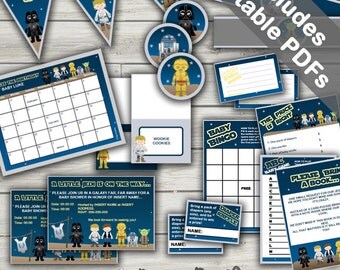 Star Wars Baby Shower Printables. Includes Editable Invitations, Games and Decorations. Instant Download.