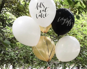 Calligraphy Balloons / Party Supplies / Cake / Congratulations / 12 inch balloon /