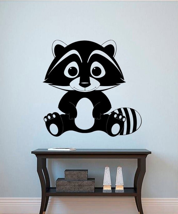 Raccoon Wall Decal Raccoon Vinyl Sticker by kellywallstickers