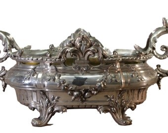 Art Nouveau français Jardiniere. Ancienne pièce maîtresse. Grande fleur Vase. Pot cache français romantique