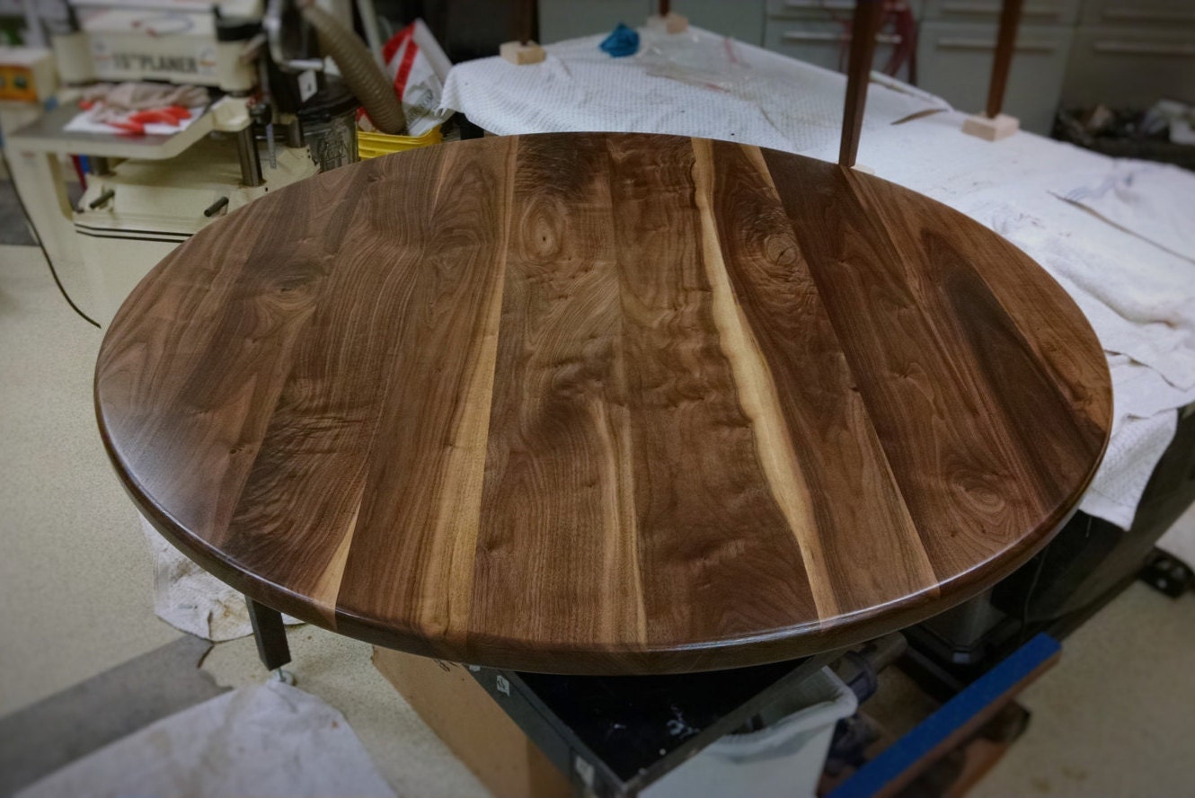 Round Walnut Table Top Solid Black Walnut Wood // Breakfast