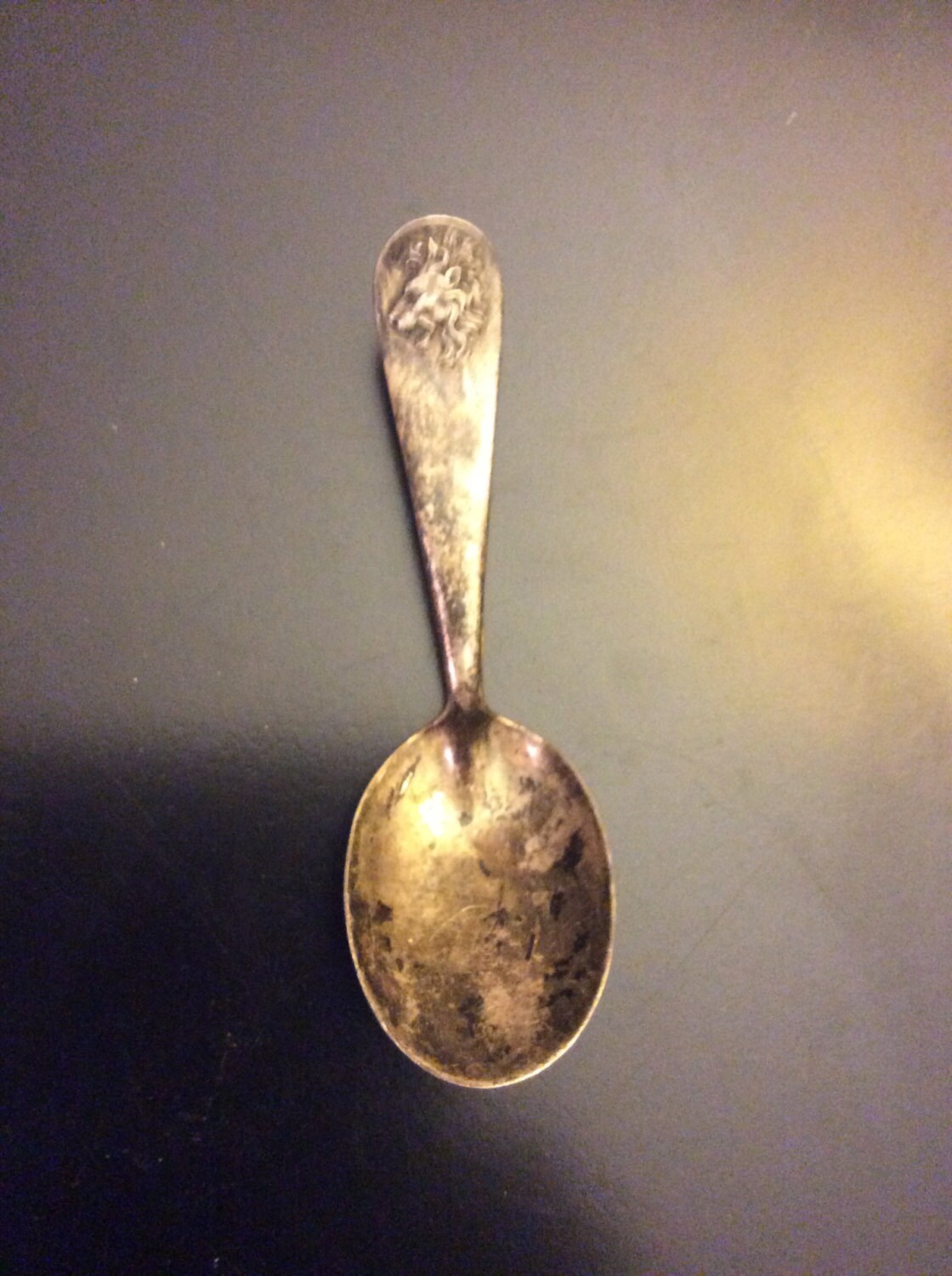 Antique Sterling Silver Baby Spoon Lions Head Pat Oct. 31 99.