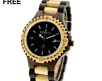 Wood watch for men + Elegant and exotic dark brown wood + SHIPS FOR FREE + Handmade makes a great gift men, dad, boyfriend, birthday & more