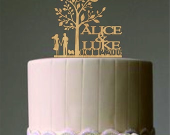 Personalized custom wedding cake topper, Rustic cake topper, Unique wedding cake topper, Bride and Groom wedding cake topper, finally