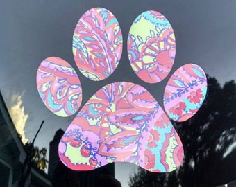 Lily Pulitzer inspired paw print decals