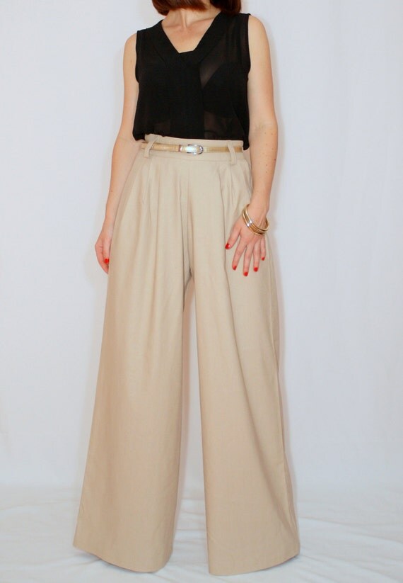 beige wide leg pants