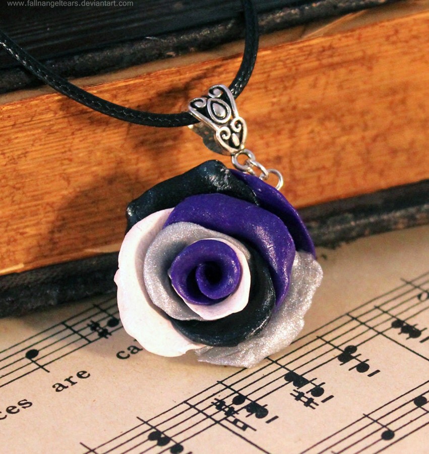 Asexual Pride Rose Necklace