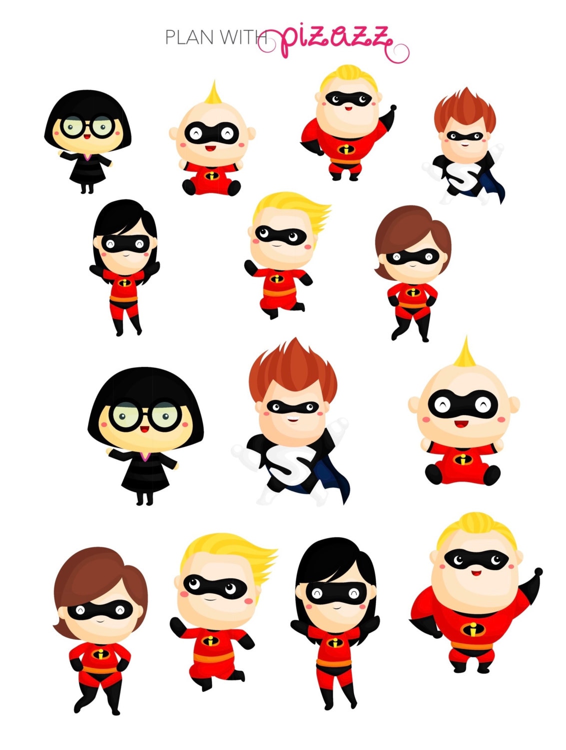 Disney Inspired INCREDIBLES Themed Sticker Sheet Perfect For