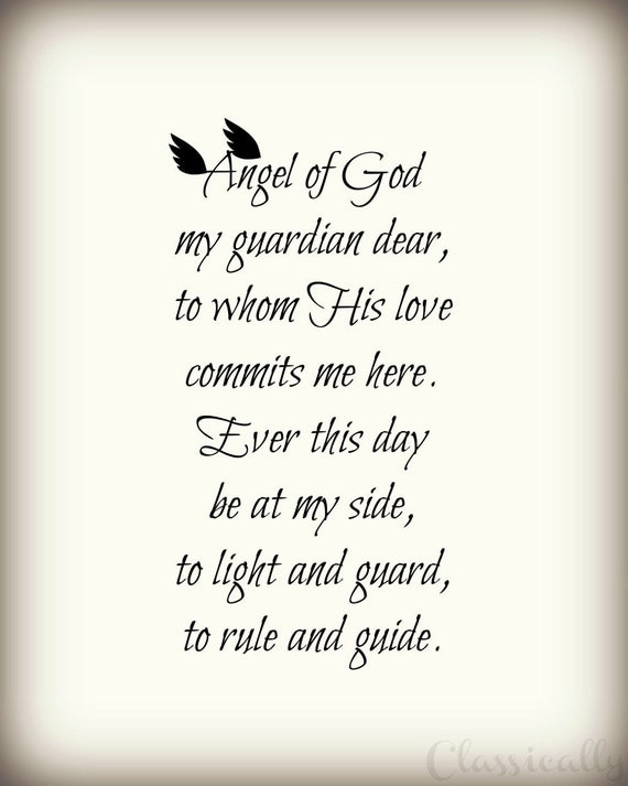 Guardian Angel Prayer Catholic Prayer Print by ClassicallyPrinted
