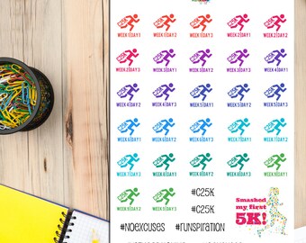 Couch 2 5K Planner Stickers | C25K | Running Stickers | Running Training Program | Couch to 5K | Fitness Stickers (S-116)
